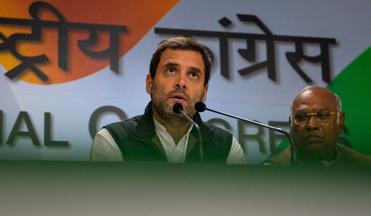 [File] Congress leader Rahul Gandhi addresses a press conference | AFP