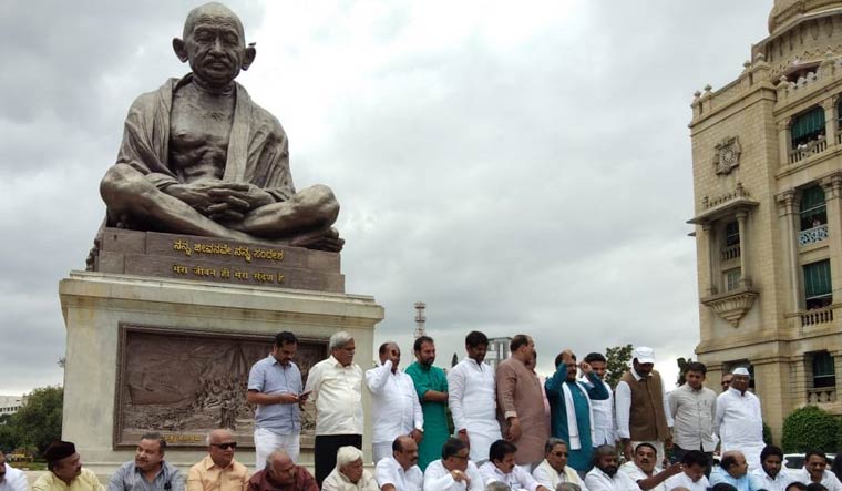 Gandhi statue protest
