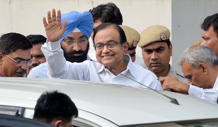 Senior Congress leader and former Union minister P. Chidambaram after being produced at a CBI court in New Delhi, Friday | PTI