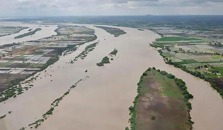 An aerial view of the flood-affected districts of north Karnataka | PTI