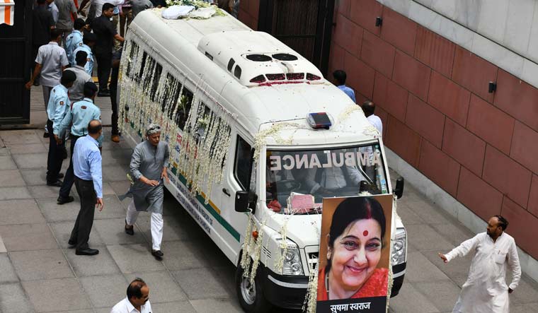 The last journey of the BJP leader began at 3 pm from the BJP headquarters, where his mortal remains were kept in state | Sanjay Ahlawat