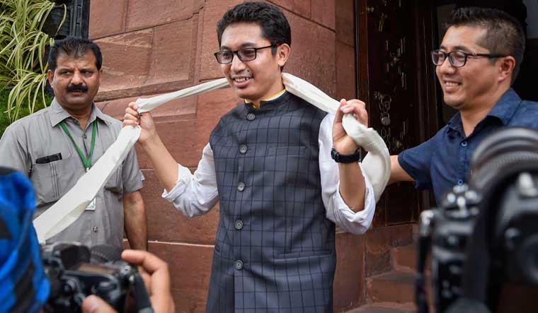 BJP MP from Ladakh, Jamyang Tsering Namgyal, outside Parliament | PTI