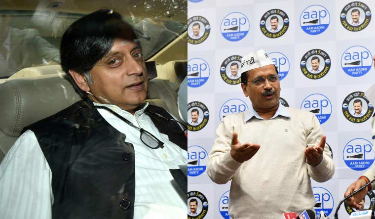 A collage of Shashi Tharoor (PTI) and Arvind Kejriwal (Sanjay Ahlawat)