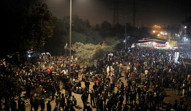 People gather at the protest site in New Delhi's Shaheen Bagh area | AP