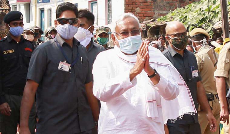 Bihar Chief Minister Nitish Kumar during an election meeting, in Nalanda district | PTI