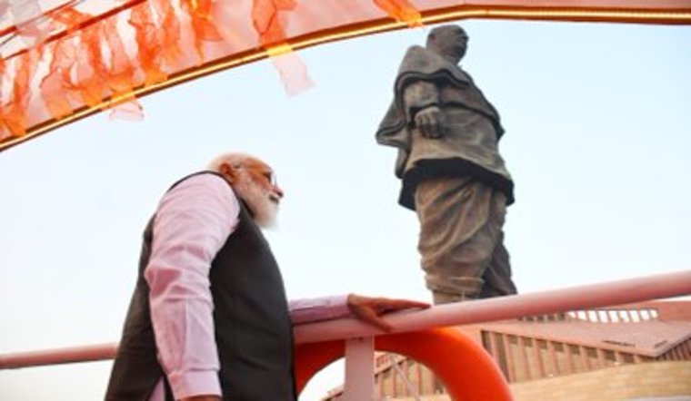 Prime Minister Narendra Modi during the inauguration of various developmental projects near the Statue of Unity at Kevadia in Gujarat on Friday | Twitter/Narendra Modi