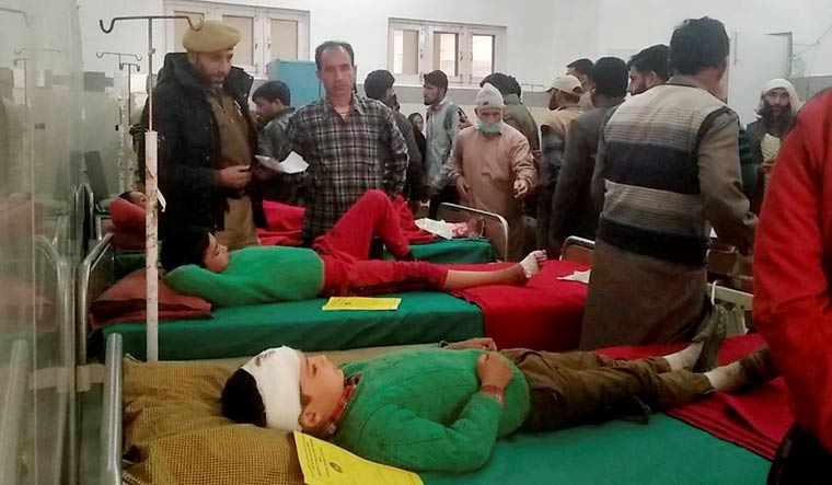 Children undergo treatment after an alleged unprovoked ceasefire violation by Pakistan in the Sawjian area of Poonch district | PTI