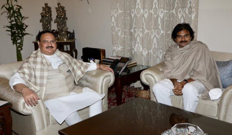 BJP president J.P. Nadda and Jana Sena Party chief Pawan Kalyan | Twitter