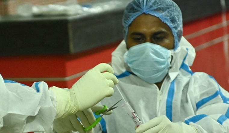A technician sorting a COVID-19 swab test sample in Kolkata | Salil Bera