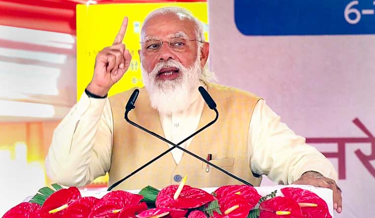 (File) PM Narendra Modi speaking at an event in Varanasi | PTI