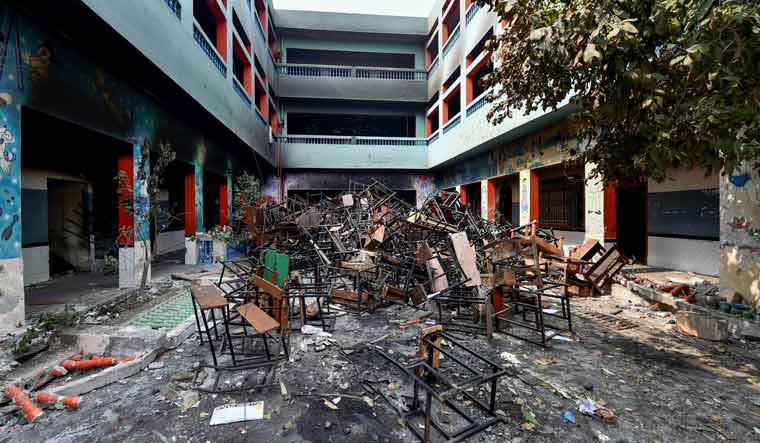 vandalised school Shiv Vihar