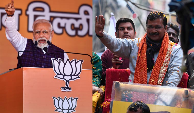 Prime Minister Narendra Modi and Delhi Chief Minister Arvind Kejriwal during their campaigns in Delhi