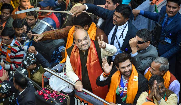 Union Home Minister Amit Shah during an election campaign rally at Seemapuri constituency in New Delhi | PTI
