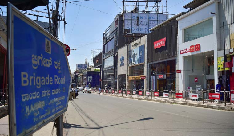  A deserted view of Brigade Road in Bengaluru | PTI