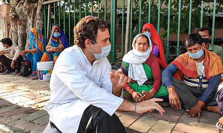 Former Congress president Rahul Gandhi interacts with migrant labourers | PTI