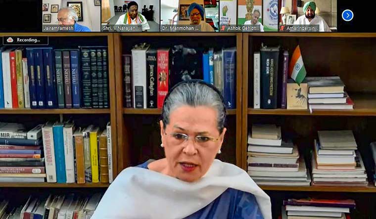 Congress president Sonia Gandhi holds a meeting with Congress chief ministers to review how states are tackling COVID-19 and the lockdown | PTI