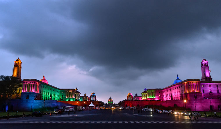 Raisina Hills illuminated in several colours ahead of the Independence Day celebrations | PTI