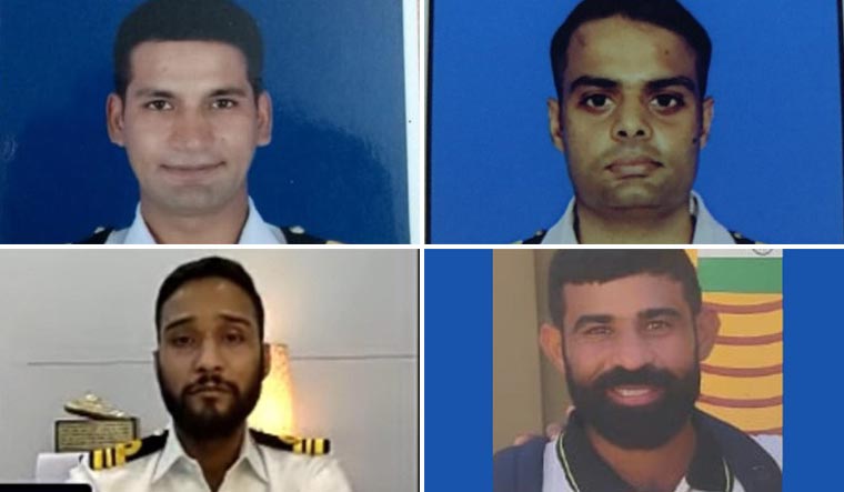 (Clockwise)  Lt Cdr Yogesh Tiwari, Lt Cdr Rajnikant Yadav, Hariom MCPO II and Lt Cdr Anant Kukreti | Indian Navy