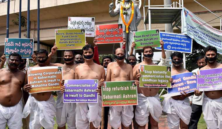 sabarmati ashram redevelopment protest