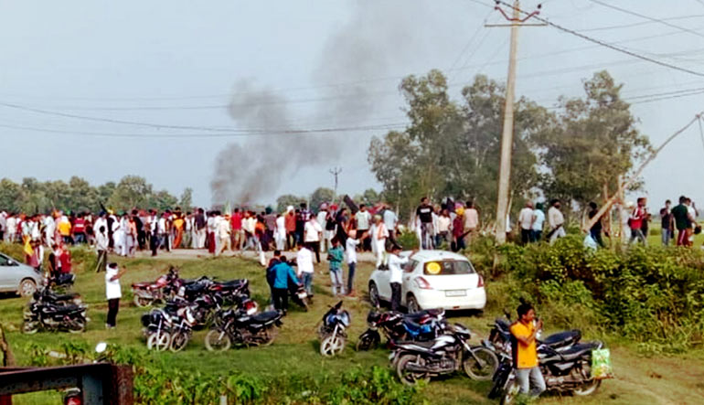 [File] Violence broke out in Lakhimpur Kheri after protesting farmers were run over by a speeding vehicle | PTI