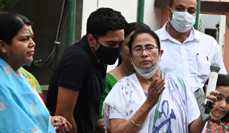 Mamata Banerjee with Abhishek Banerjee after her bypoll win in Bhabanipur | Salil Bera