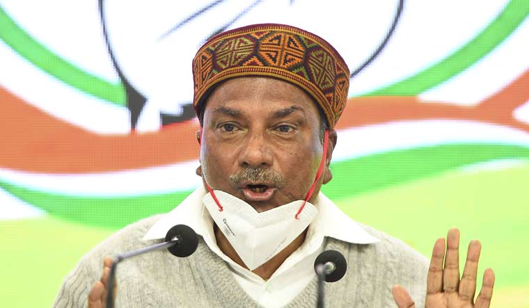 Former Defence Minister and Congress leader A.K. Antony during a press conference, in New Delhi | PTI