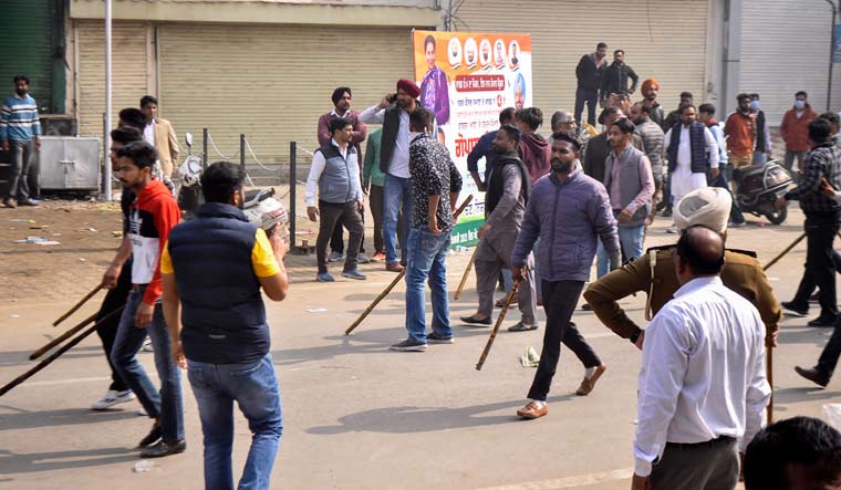 Clashes between Congress and AAP activists during the Punjab municipal elections, at Samana in Patiala district | PTI
