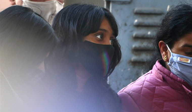 [File] Climate activist Disha Ravi being produced at Patiala Court in New Delhi in connection with the 'toolkit case' | PTI