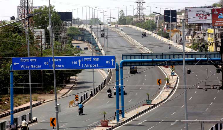A view of deserted roads in Bhopal during the curfew | PTI
