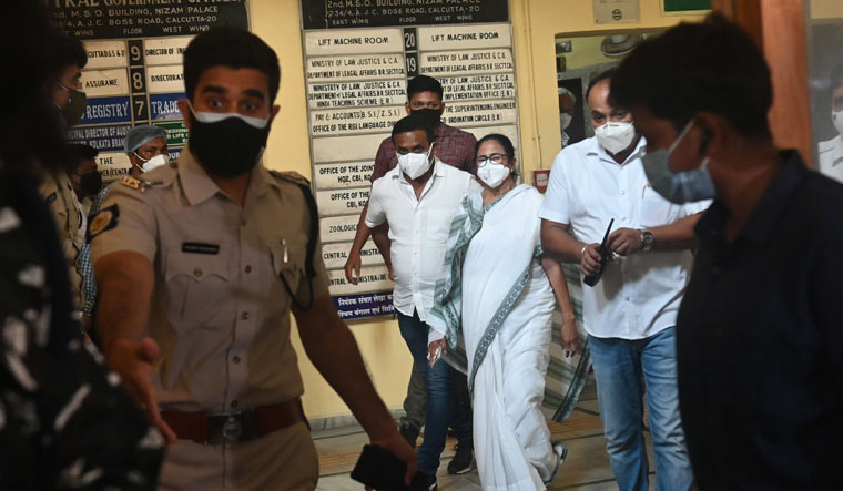 Chief Minister Mamata Banerjee coming out of Nizam Palace which houses the CBI offices in Kolkata | Salil bera
