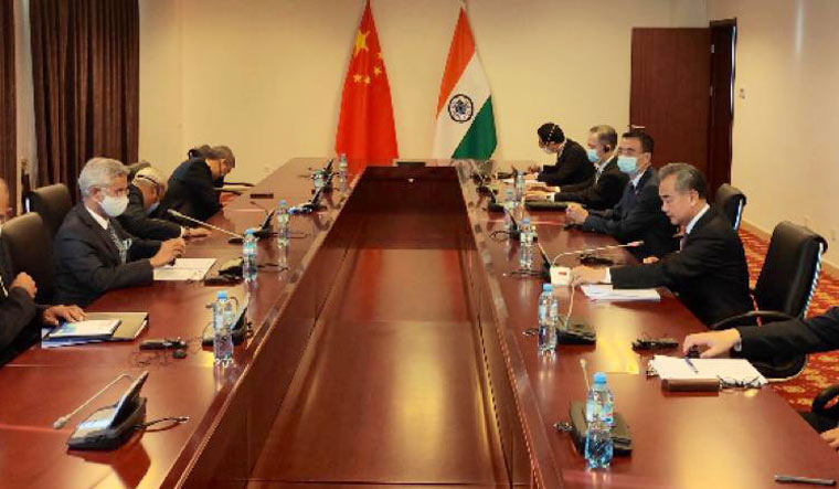 External Affairs Minister S. Jaishankar meeting his Chinese counterpart Wang Yi in Dushanbe | Twitter