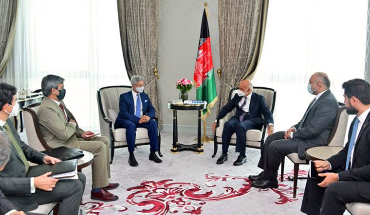 External Affairs Minister S. Jaishankar holding a meeting with Afghan President Ashraf Ghani in Tashkent | Twitter