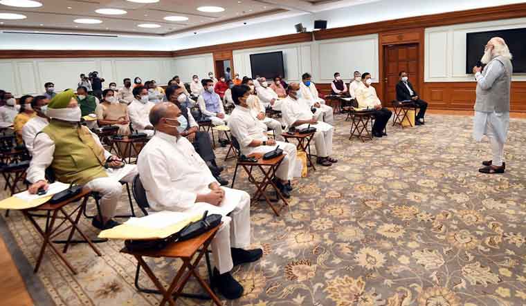 Prime Minister Narendra Modi during meeting with probable ministers to be inducted into the Council of Ministers on Wednesday | Supplied