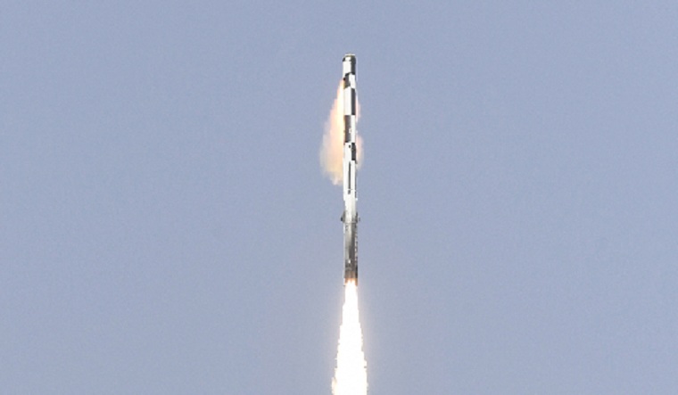 The missile followed the predicted trajectory meeting all mission objectives, says the defence ministry [Image source: PIB]