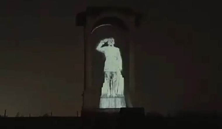 The hologram statue of Netaji Subhash Chandra Bose unveiled by Prime Minister Narendra Modi | Twitter / PIB