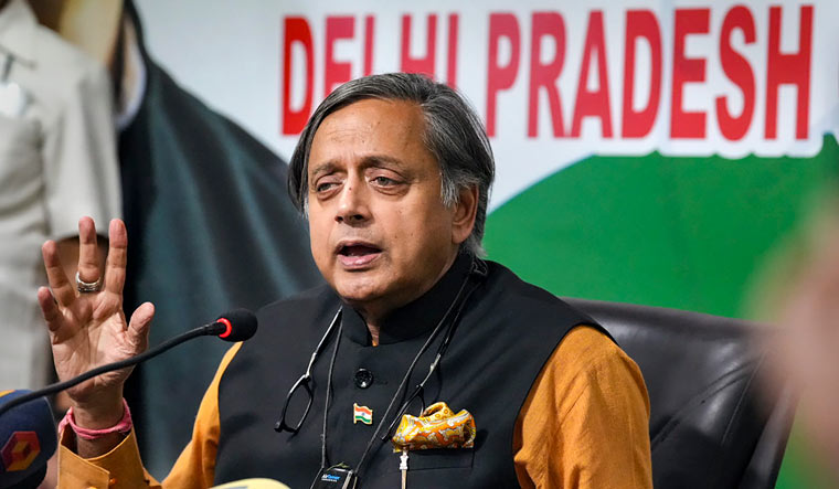 Congress party presidential candidate Shashi Tharoor addresses media at Delhi Pradesh Congress Committee office | PTI