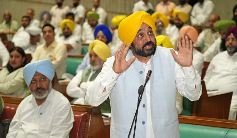 Punjab Chief Minister Bhagwant Mann speaks during the ongoing session of Punjab Legislative Assembly | PTI