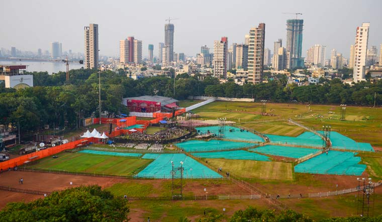 Preparations at the Shivaji Park ground for the Shiv Sena Dussehra rally in Mumbai | PTI