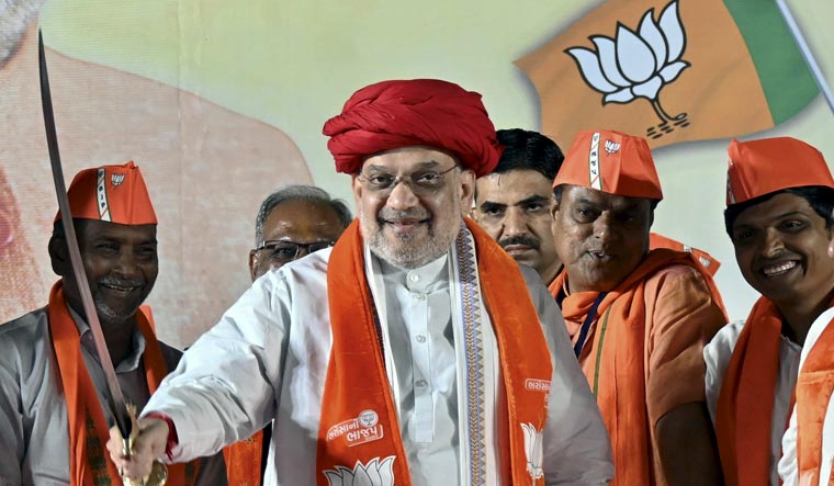 Union Home Minister Amit Shah during a public meeting ahead of Gujarat Assembly election in Ahmedabad | PTI