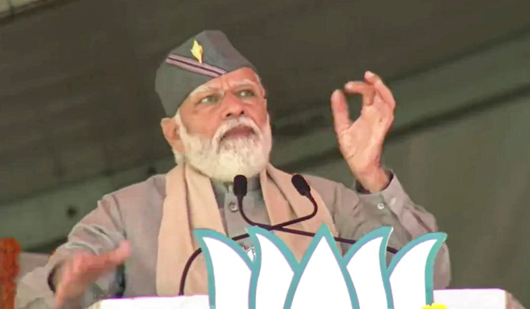 Prime Minister Narendra Modi addresses an election rally in Uttarakhand | PTI/Twitter