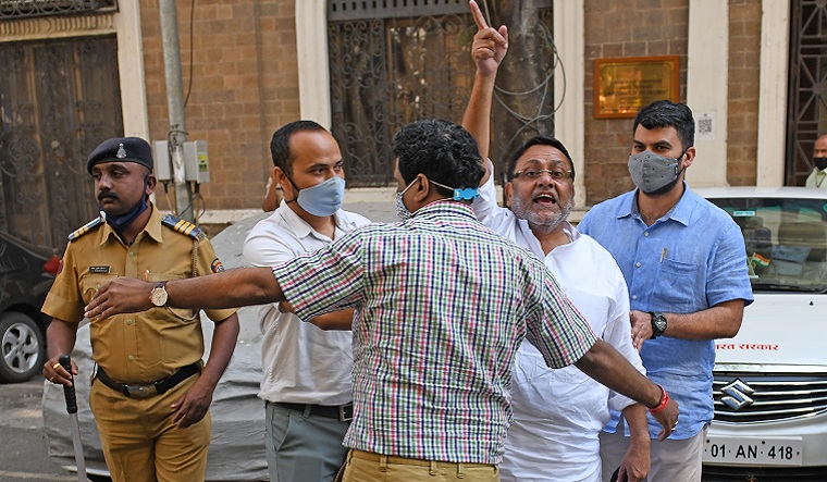 Maharashtra Minister Nawab Malik at the ED office in Mumbai before his arrest | Amey S. Mansabdar