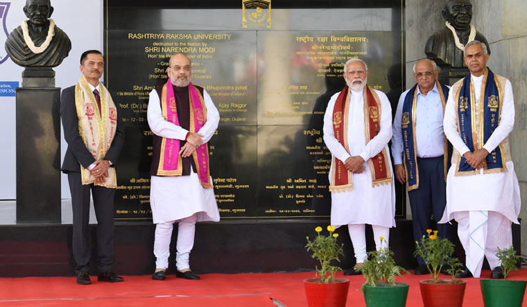 Prime Minister Narendra Modi dedicates building of Rashtriya Raksha University to the nation | Twitter / Narendra Modi