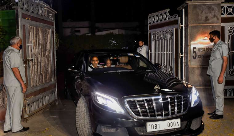 Congress leader Kapil Sibal leaves from the residence of party leader Ghulam Nabi Azad after meeting of the G-23 group | PTI