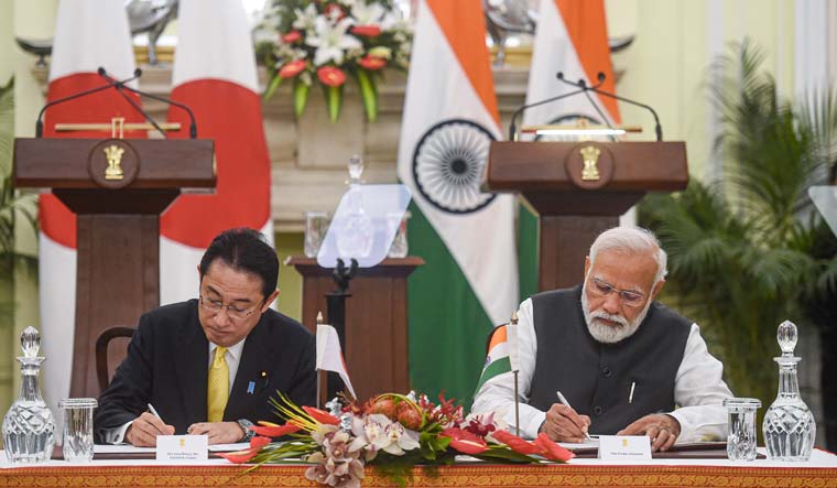 Prime Minister Narendra Modi and Japanese Prime Minister Fumio Kishida sign agreements | PTI