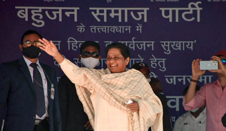 BSP chief Mayawati during a public meeting in Varanasi | PTI