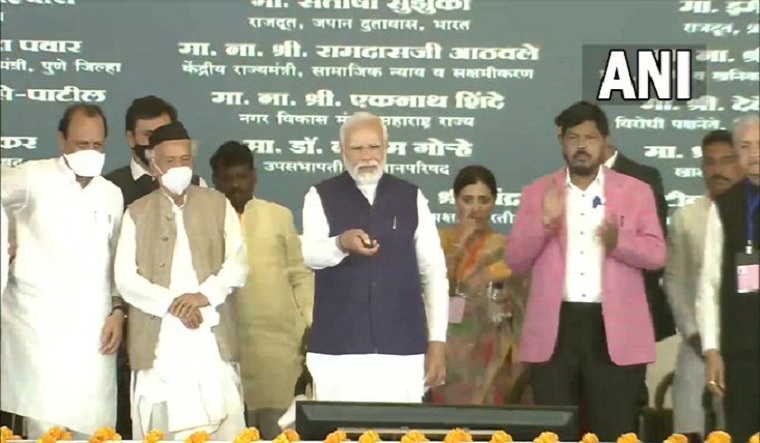 Prime Minister Narendra Modi inaugurates multiple developmental projects in Pune | Twitter / ANI