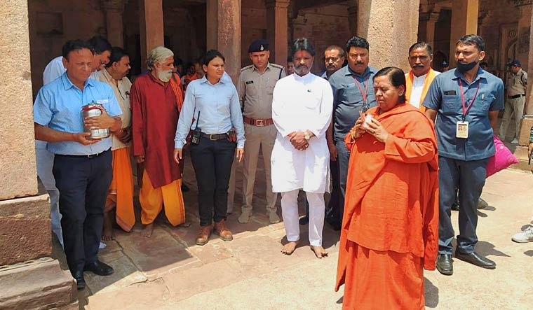 BJP leader Uma Bharti offers prayers at the Shiv Temple in Raisen | PTI