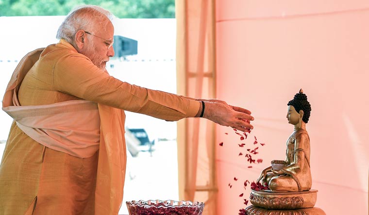 Prime Minister Narendra Modi during the foundation stone laying ceremony of India International Centre for Buddhist Culture and Heritage at Lumbini | PTI