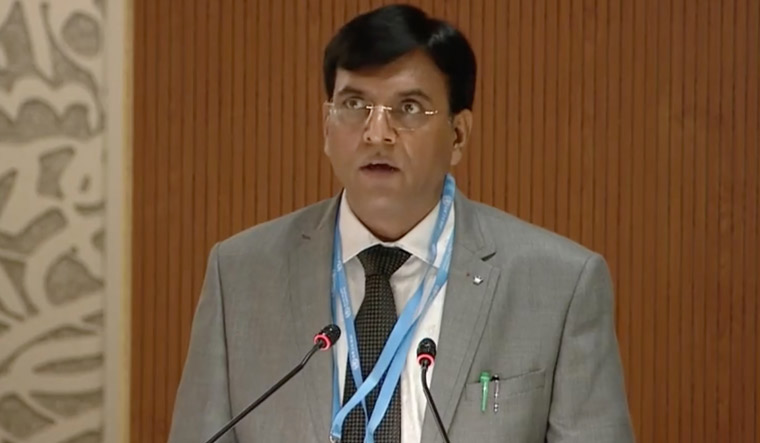 Union Health Minister Mansukh Mandaviya addresses the 75th World Health Assembly in Geneva | PTI