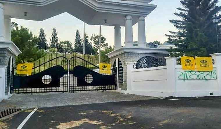 Khalistan flags tied on the main gates and walls of Himachal Pradesh Vidhan Sabha complex | PTI